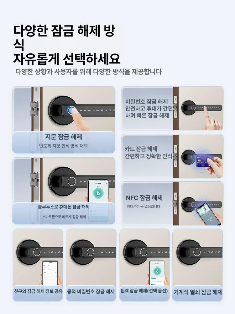 스마트 지문인식도어락 보안 카드키 현관문 푸시풀 교체 셀프설치 프리미엄 - 상세 이미지 5