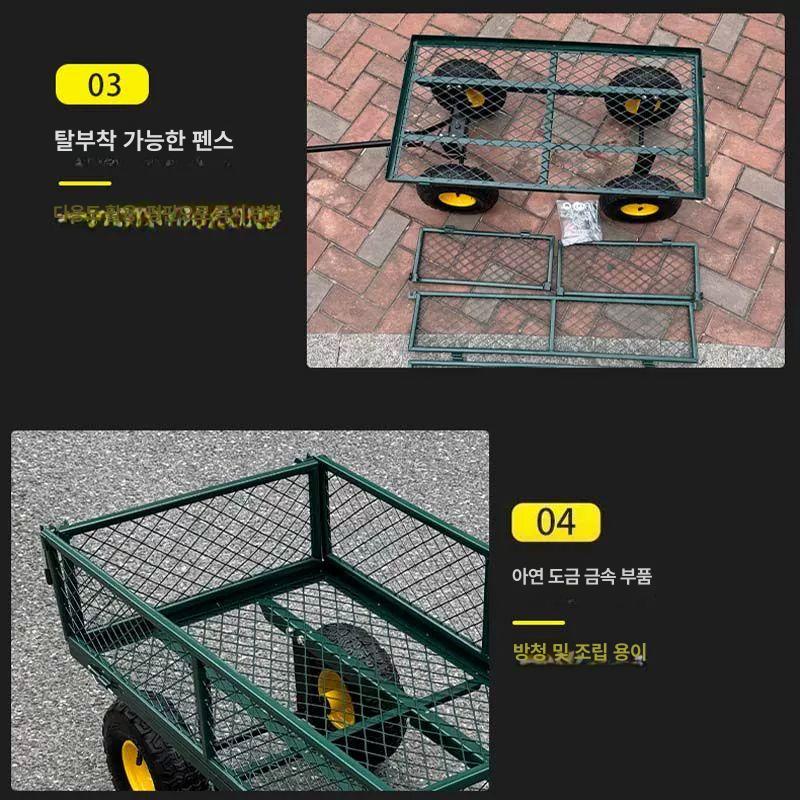 철제 캠핑 손수레 폴딩 구르마 야외 피크닉 휴대용 이동식 바퀴 아웃도어 - 상세 이미지 4