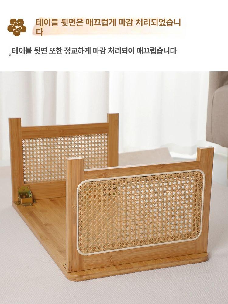 라탄 접이식 좌식 테이블 일본식 다다미 찻상 거실 소품 미니 낮은 상판 - 상세 이미지 5