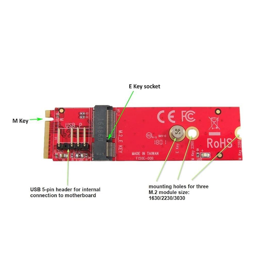 Ableconn M2MN-150E M.2 컨버터 보드 키 - 소켓에 마더보드의 모듈을 설치 E 모듈용 M2 - 상세 이미지 3