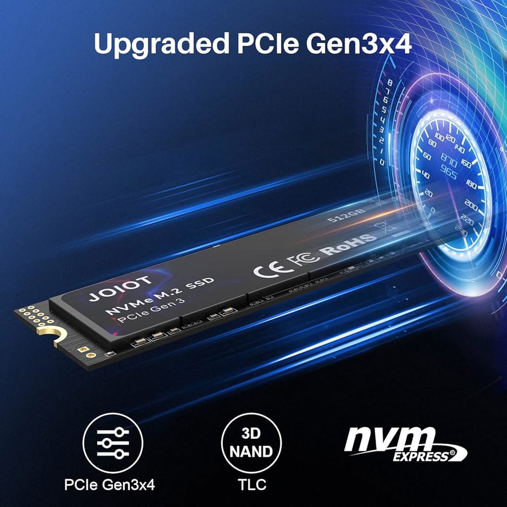 JOIOT 512GB SSD NVMe M.2 내장 솔리드 스테이트 드라이브, 최대 3500MB/s, /V-낸드 기술, 게임용 스토리지 및 메모리 확장, 속도, 블랙 - 상세 이미지 2