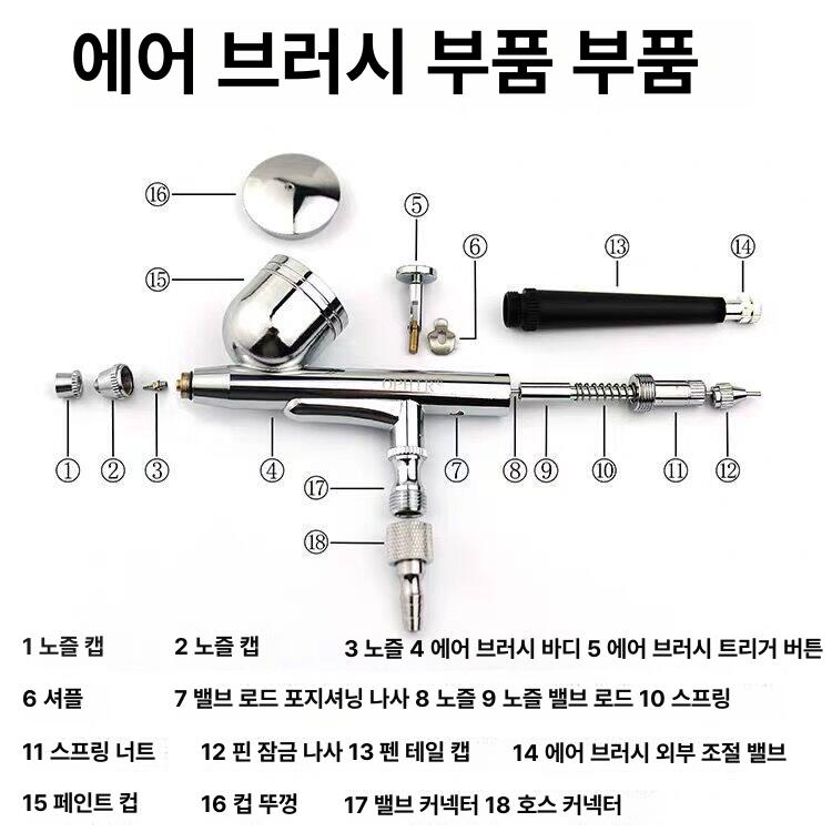 에어브러쉬 분무식 도장공구 정밀분사 모형도색 미니어처 페인팅 도료분사기 프로페셔널 정밀공구 - 상세 이미지 2