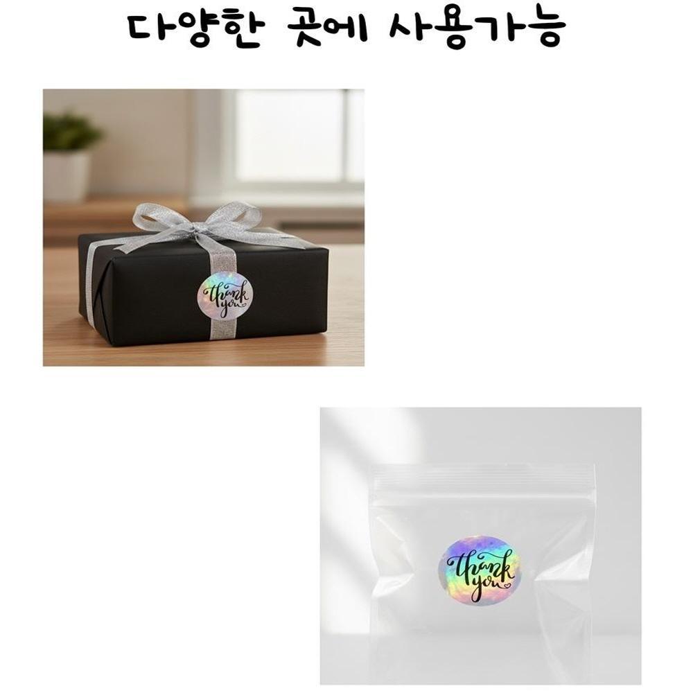 선물 홀로그램 원형 500장 봉투 롤스티커 구디백 땡큐 감사 스티커 답례품 라벨스티커 - 상세 이미지 4