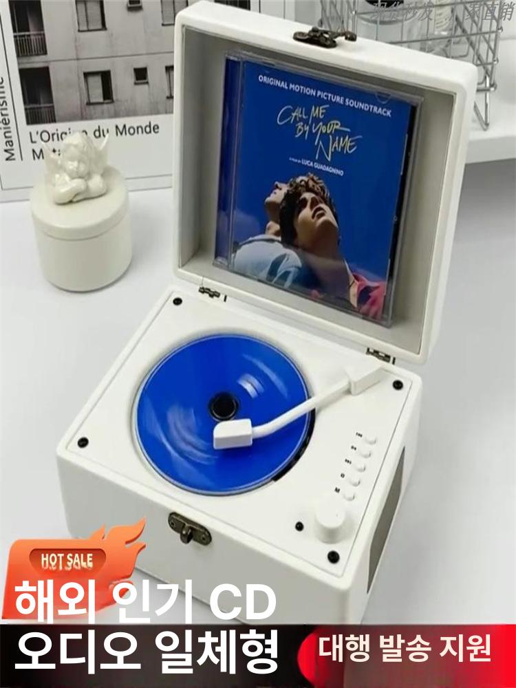 레트로 턴테이블 라디오 블루투스 스피커 올인원 비닐레코드 CD 플레이어 뮤직 오디오 - 상세 이미지 2