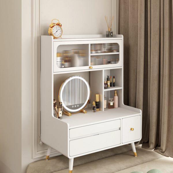 좌식 화장대 원룸 향수 거울 보관함 이층 드레싱 자취방 투명 수납 테이블 미니 콘솔 - 상세 이미지 2