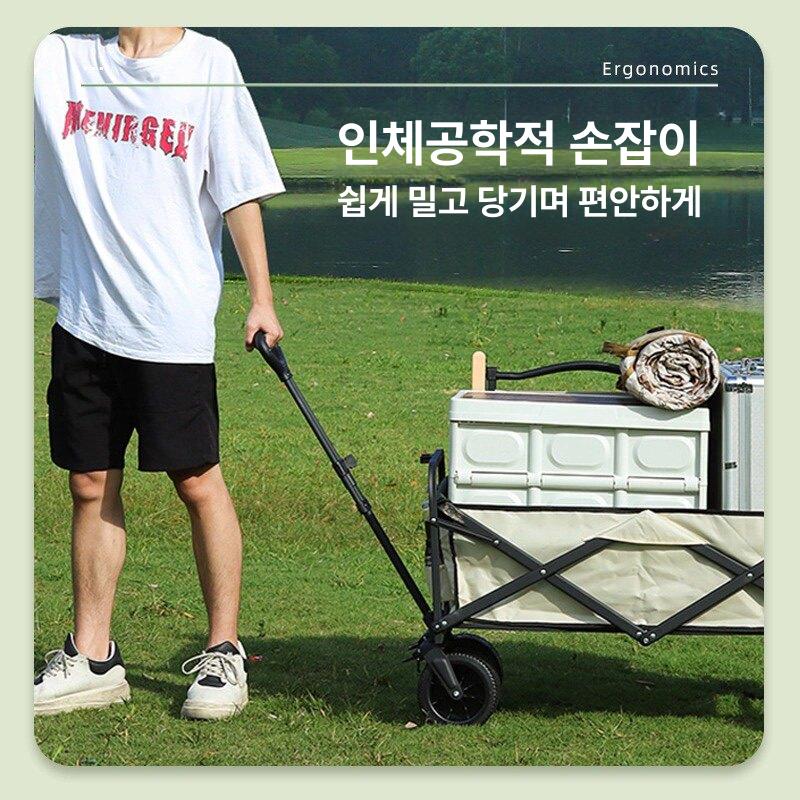 카트 캠핑접이식웨건 피크닉 캠핑웨건 트롤리 아웃도어 손수레 야외용 쇼핑 다용도 - 상세 이미지 3