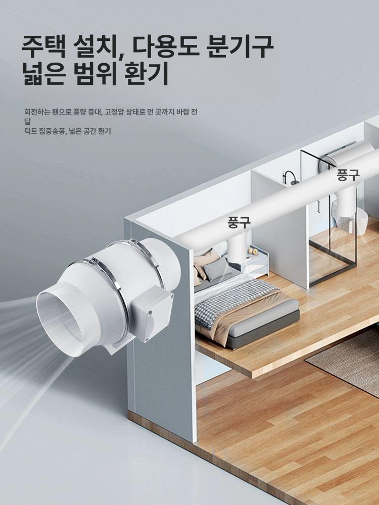 강력한 주방 환풍기 호텔 팬 덕트 배기 고기집 흡입 닥트 후드 이동식 배기팬 모터 업소용 - 상세 이미지 2