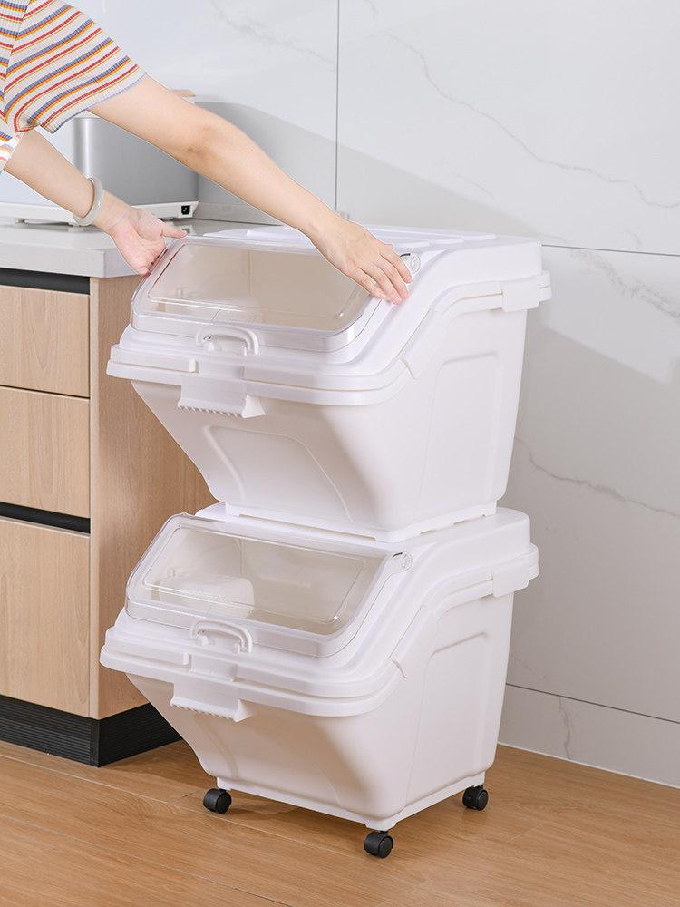 대용량 쌀보관통 잡곡 밀가루 업소용 쌀통 저장통 식품 푸시 보관용기 쌀보관함 - 상품 이미지