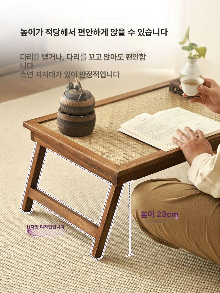 접이식 좌탁 원형 낮은 테이블 일본식 미니 식탁 좌식 책상 카페 거실 다도용 소품 - 상세 이미지 4