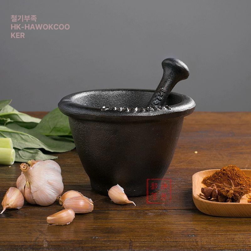 주철 절구 분쇄기 견과류 곡물 향신료 으깨기 돌절구 맷돌 주방용품 - 상세 이미지 2