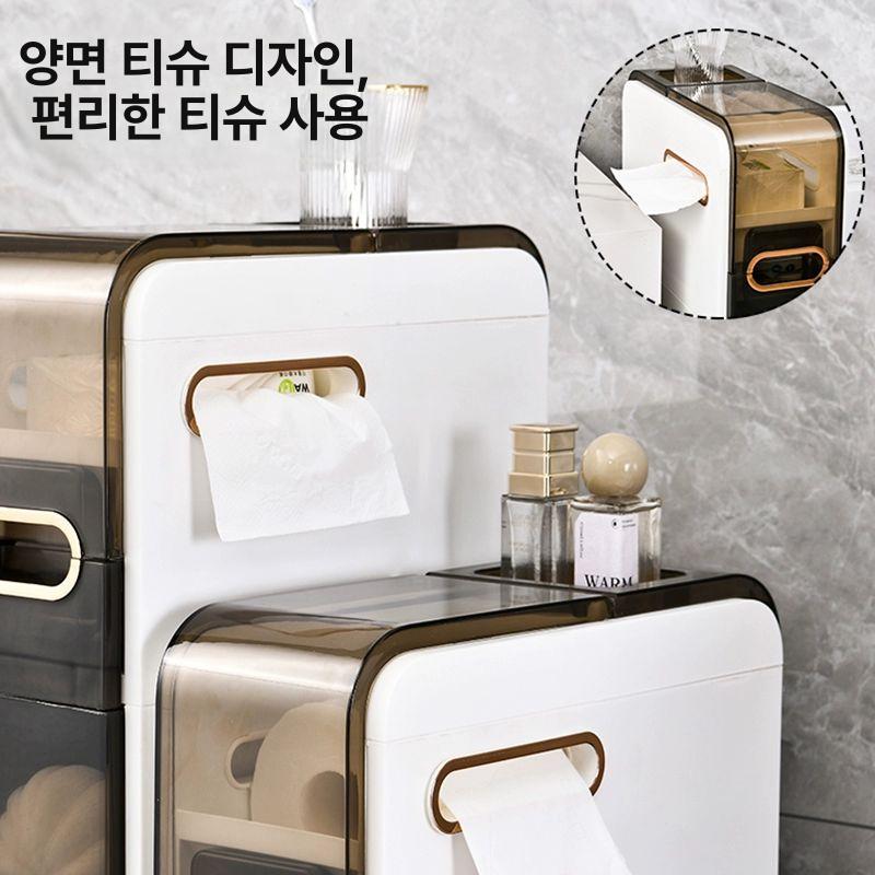 욕실 틈새 수납장 좁은 폭 화장실 정리함 방수 서랍식 수건 보관함 슬림형 - 상세 이미지 5