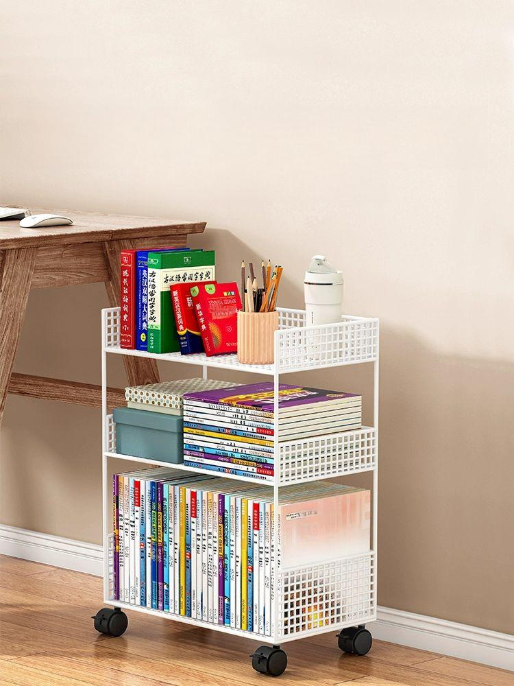 책상 밑 수납 선반 데스크 반투명 철제 트롤리 수납장 책꽂이 이동식 보관함 사무실 틈새 - 상세 이미지 3