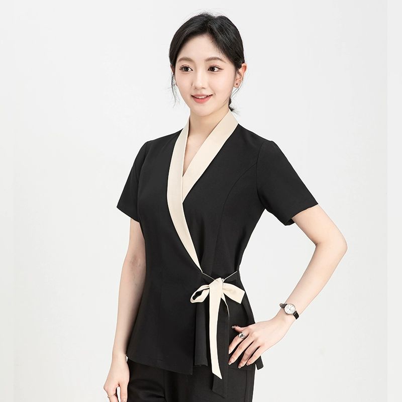 단체복 에스테틱유니폼 마사지샵 미용실 관리사 가운 소매 근무복 - 상세 이미지 3