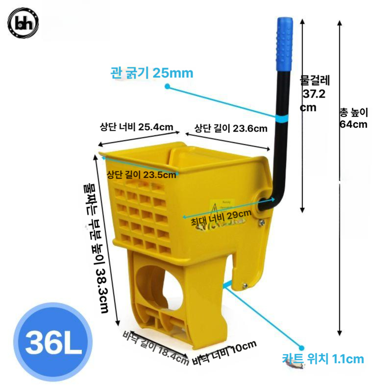 걸레 탈수기 트롤리 청소용품 청소도구 청소카트 화장실 짜기 바퀴 세척 물빼기 호텔 - 상세 이미지 4