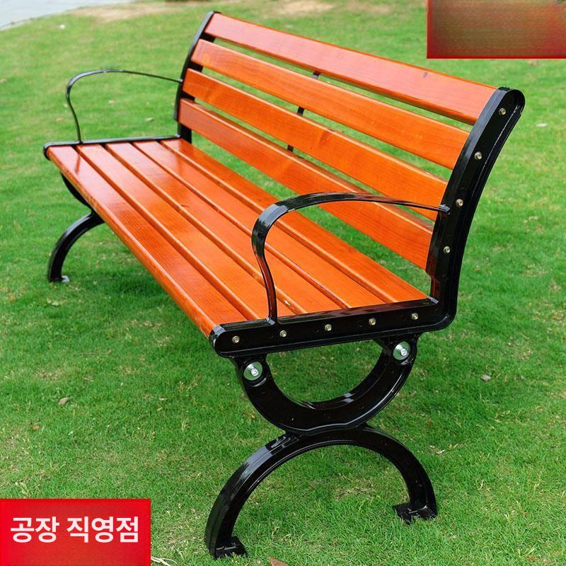 공원벤치 등받이 야외의자 주철다리 캠핑 관공서 카페 대기실 인테리어 원목 좌석 - 상세 이미지 2