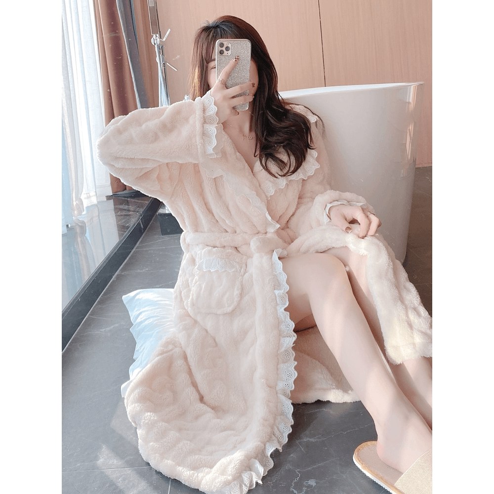 예쁜 골프장샤워가운 레이스 로브 여성 요루면 베 체스 모텔 라운딩 레이스 160 M - 상품 이미지