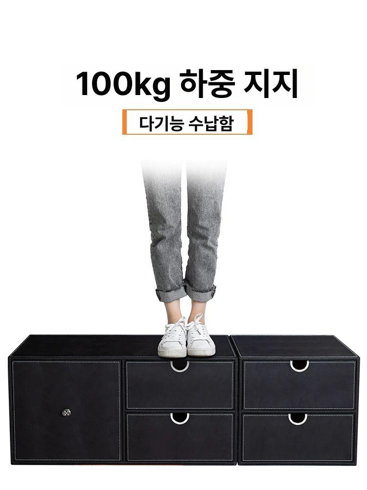 가죽 트렁크박스 수납 차량용 승용차트렁크정리함 자동차트렁크정리함 퀼팅 - 상세 이미지 4