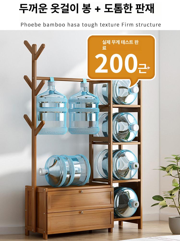 원목 옷걸이 수납장 거실 선반 서랍식 옷고리 철재 멀티 수납 튼튼한 - 상세 이미지 3
