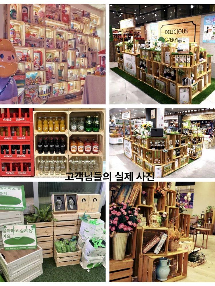 프리미엄 원목 와인 보관함 수납 정리박스 빈티지 스타일 소품 선반 - 상세 이미지 3