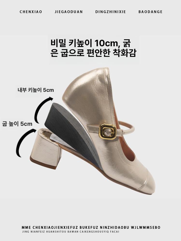 속굽 키높이 구두 여성 10센티 발편한 쿠션 펌프스 단화 누드 스타일 편한신발 - 상세 이미지 2