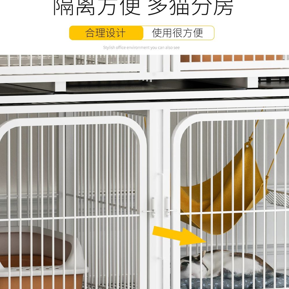 철장 고양이케이지 사육장 반려묘 가정용 격리장 실내 호텔 철망 분리 캣타워 쉼터 - 상세 이미지 3