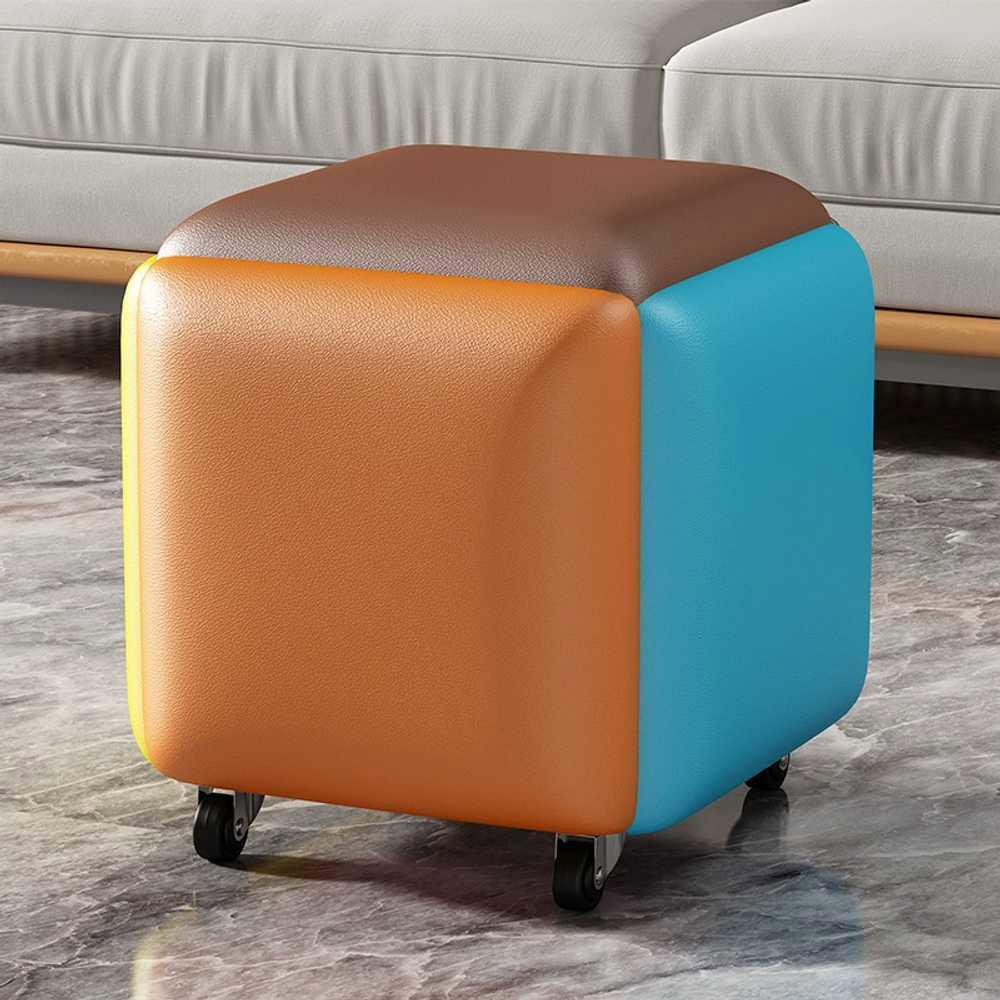 의자 큐브스툴 멀티 소파 낮은 35cm 스툴 가죽 45x45cm 가정용 테이블 1 35x35랜덤컬러또는컬러믹스컬러선택불가 - 상품 이미지