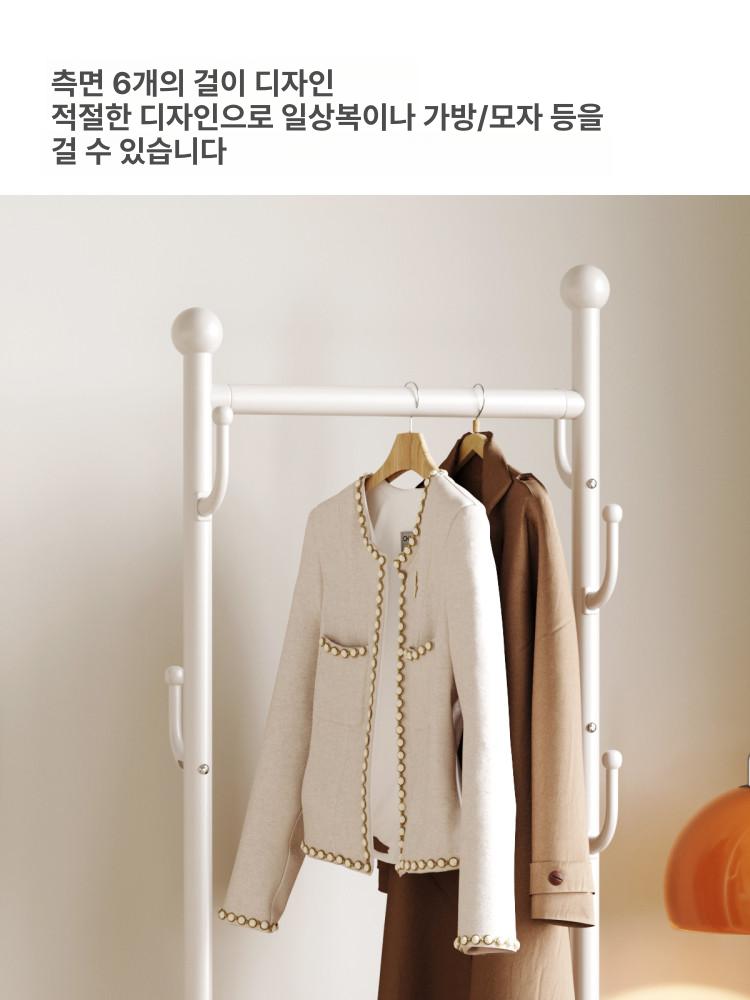 우드 이동식 옷걸이 스탠드 행거 선반 튼튼한 원룸 침실 스탠드옷걸이 사무실 옷가게 원목 - 상세 이미지 4