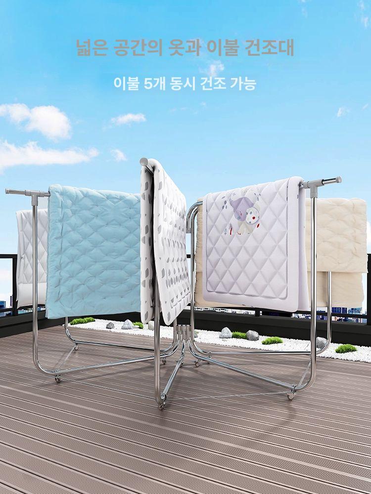 접이식 빨래건조대 대형 방풍 높이조절 바퀴형 실내외 설치용 세탁물 스탠드 - 상세 이미지 2