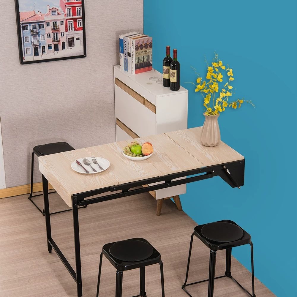 벽부착 식탁 접이식 공간활용 벽선반 벽걸이테이블 거실 보조 원형 벽테이블 홈바 - 상세 이미지 3
