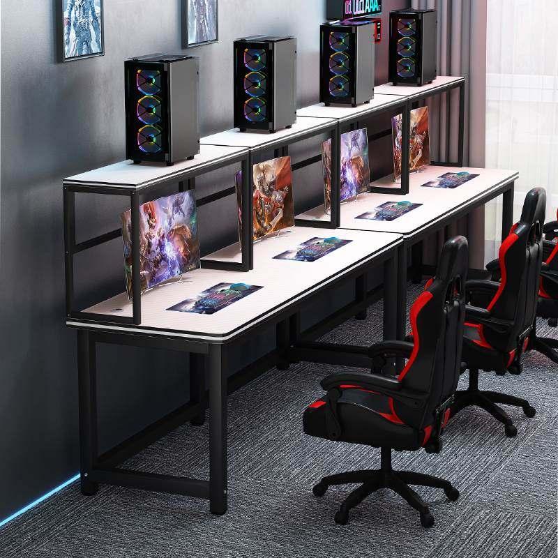 컴퓨터책상 게이밍 피시방 듀얼 데스크 커플용 PC방 체어세트 블랙화이트 - 상세 이미지 5