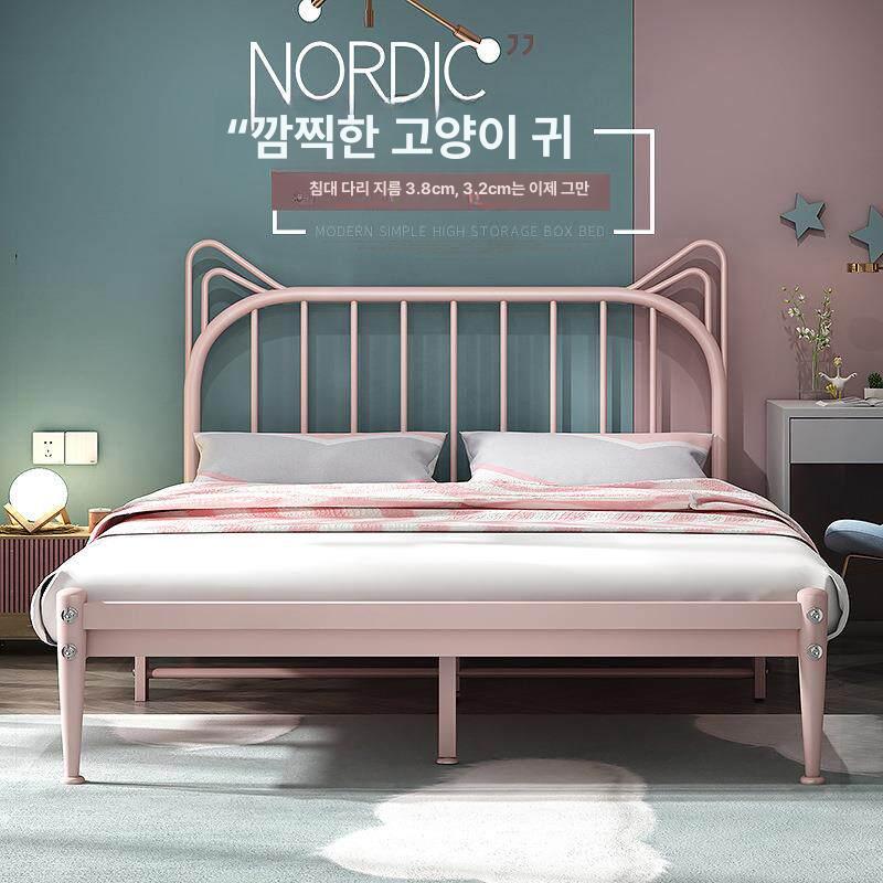 싱글침대 철제프레임 원룸침실 미니멀 공부방 학생침대 화이트 침실가구 - 상세 이미지 3