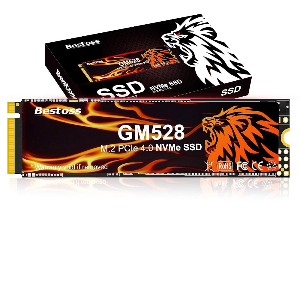 베스토스 512GB M.2 SSD NVMe PCIe 2280 내장 솔리드 스테이트 하드 드라이브, 최대 5000MB/s, 3D NAND SLC 캐시, 게이밍 PC 스토리지용 SSD - 상품 이미지