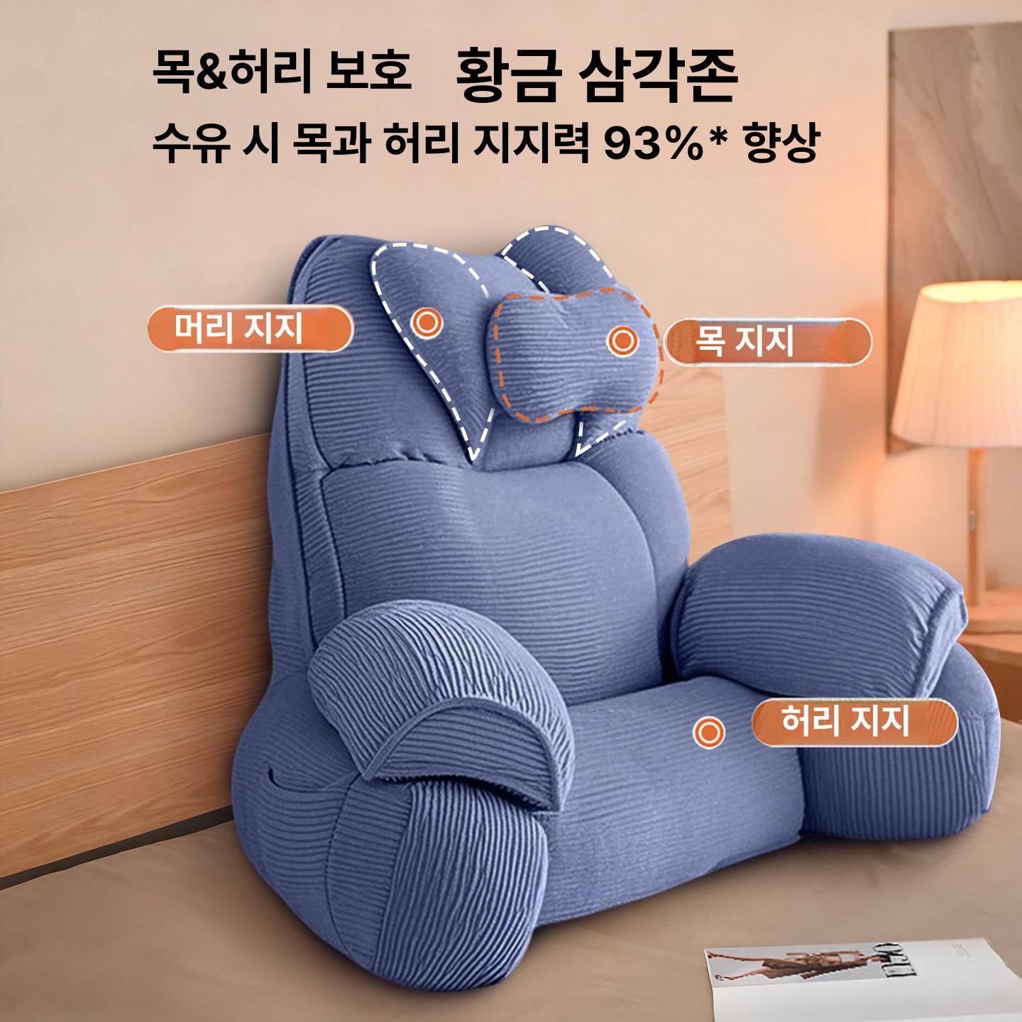 허리등받이쇼파 팔걸이쿠션 푹신한 임산부 메모리폼 베개 등받이쿠션 독서 지지대 - 상세 이미지 2