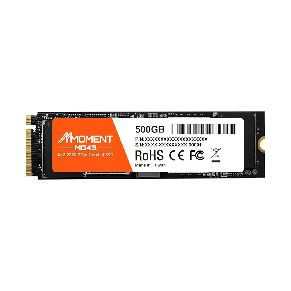 MMOMENT MG43 500GB M.2 2280 PCIe Gen4 NVMe 1.4 내장 SSD, 솔리드 스테이트 드라이브, 읽기 속도 최대 5000MB/s 스토리지 PC, 노트북 - 상품 이미지