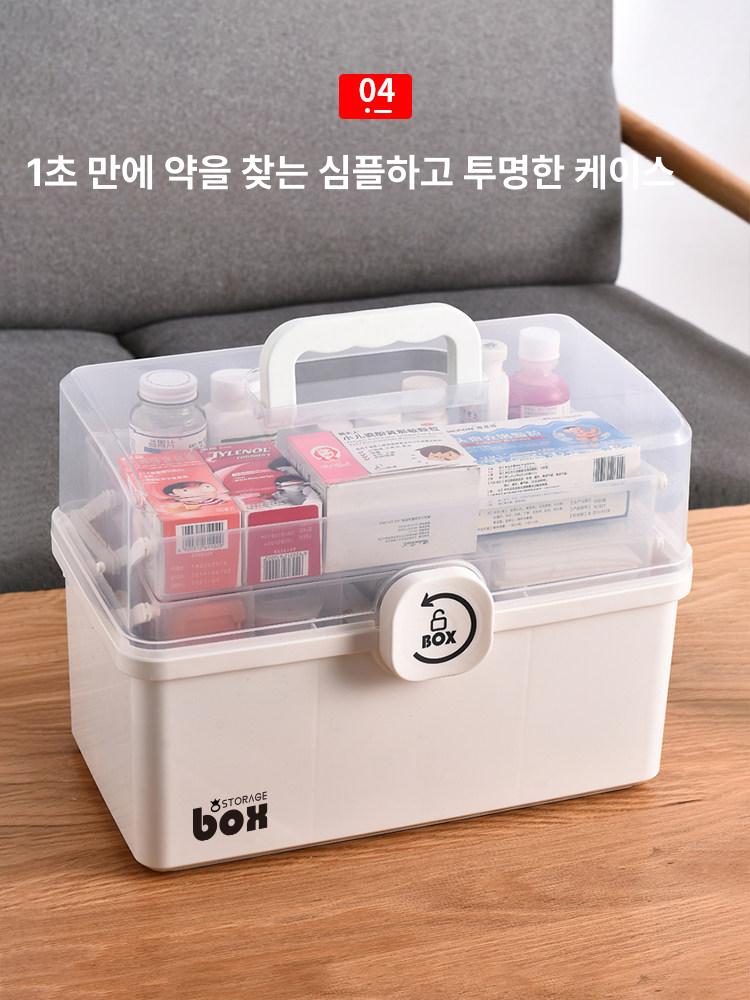 초대형 약 상자 통 구급 함 보관함 휴대용 용품 응급 상비약 약통 투명 다층 - 상세 이미지 4