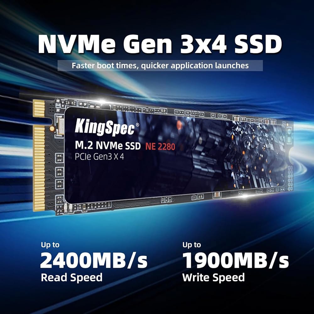 KingSpec SSD 512GB, M.2 NVMe Gen3x4 2280 - 최대 2400MB/s, 3D NAND 플래시가 탑재된 내장 솔리드 스테이트 드라이브, 데스크톱 및 노트 - 상세 이미지 2