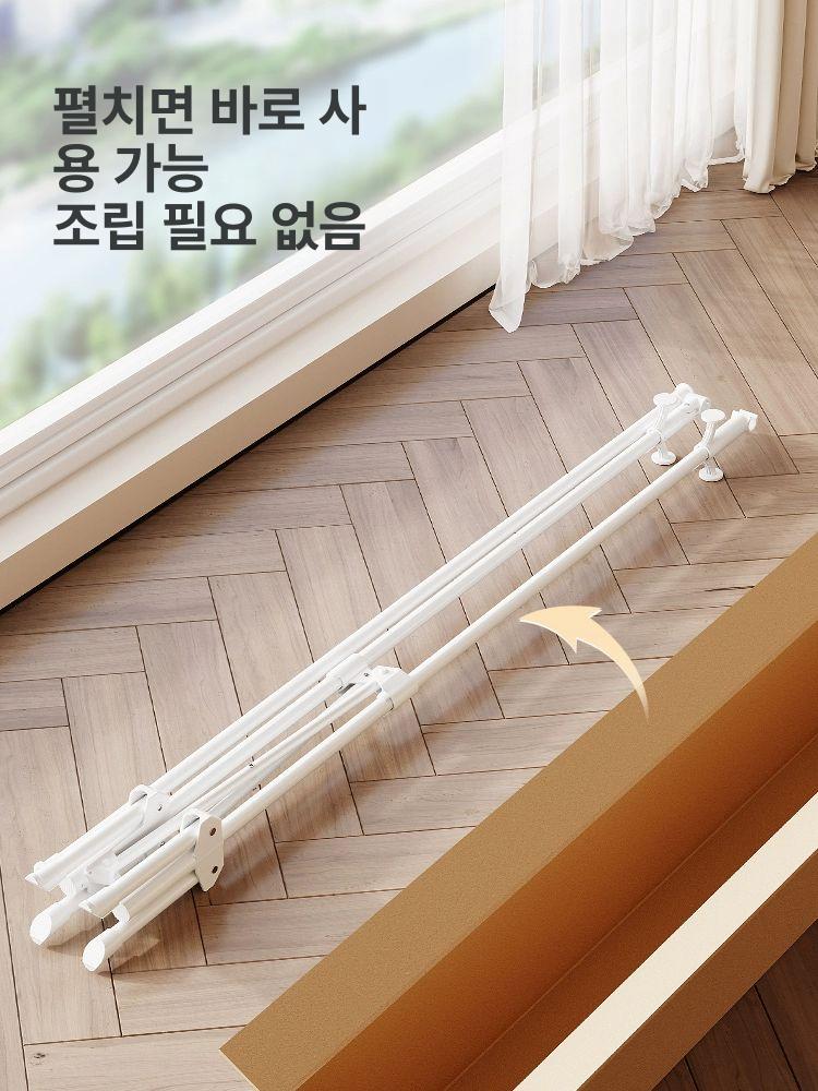 건조대 옷걸이행거 철제 선반 가정용 이동식행거 매장용 원룸 심플 간이 바퀴 베란다 - 상세 이미지 2
