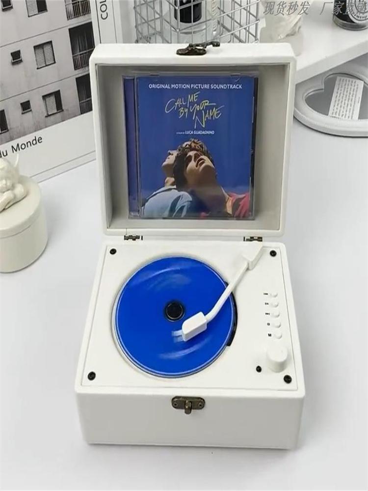 레트로 턴테이블 라디오 블루투스 스피커 올인원 비닐레코드 CD 플레이어 뮤직 오디오 - 상세 이미지 4