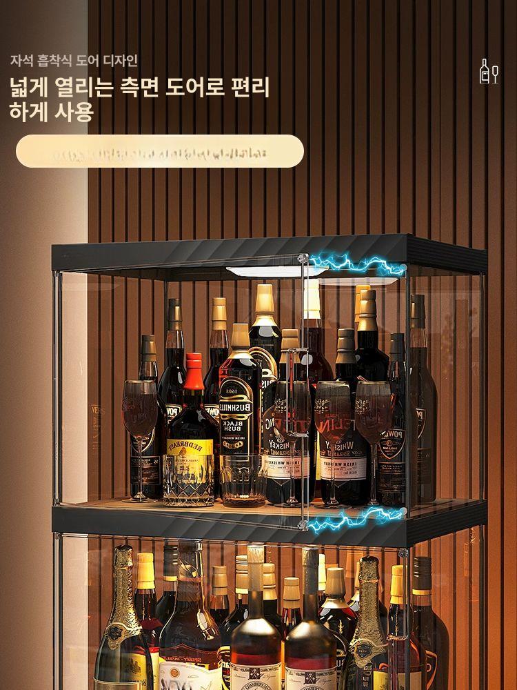 위스키 진열장 그레이 술장 투명 캐비닛 수납 양주보관 거실 인테리어 미니바 - 상세 이미지 3
