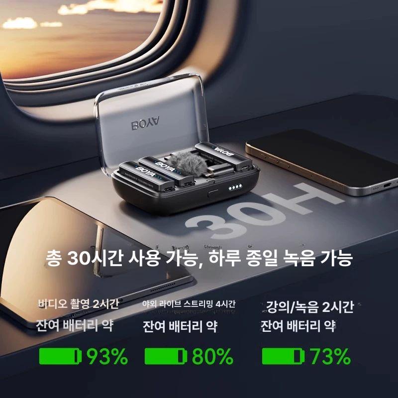 보야 무선마이크 방송용 브이로그 핀마이크 캔슬링 노이즈감소 비디오 강의 이미지 6