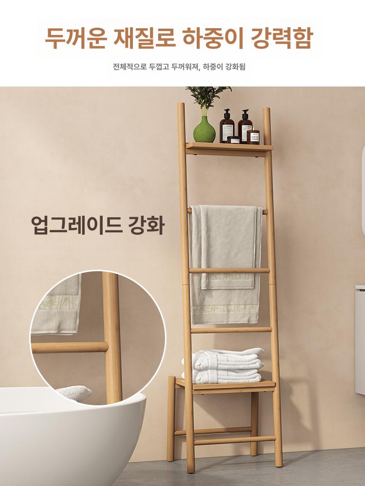 엔틱 걸이대 원목수건걸이 수납 행거 욕실 바닥형 사각 고급 이중 타월랙 코너용 - 상세 이미지 3