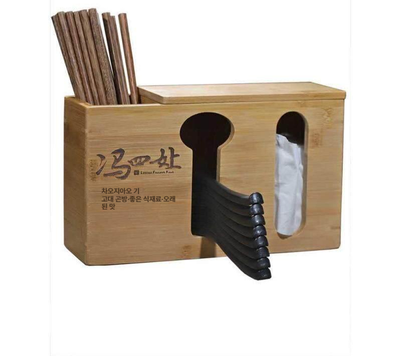 식당 나무 수저통 케이스 정리함 젓가락 휴지 사각 업소용 꽂이 수저보관함 - 상세 이미지 2