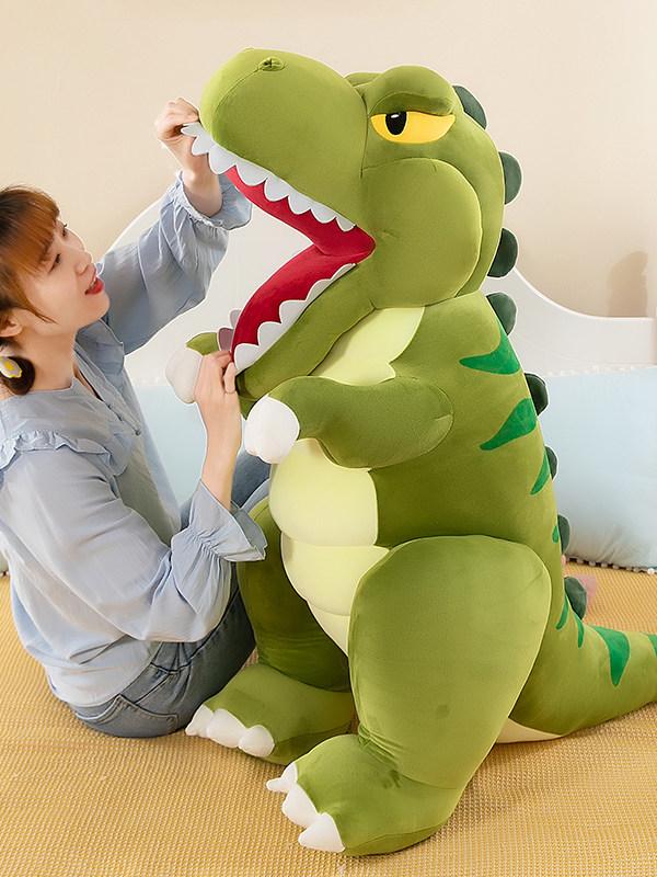 공룡봉제인형 대형 공룡인형 티라노사우르스 드래곤 녹색 애착인형 낮잠 수면 - 상세 이미지 2