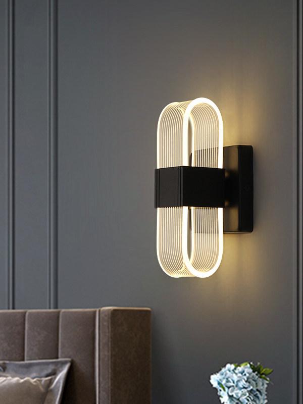 북유럽 아크릴벽등 거실 스트라이프 장식 레트로 램프 실내 침실 벽부등 라운드 - 상품 이미지