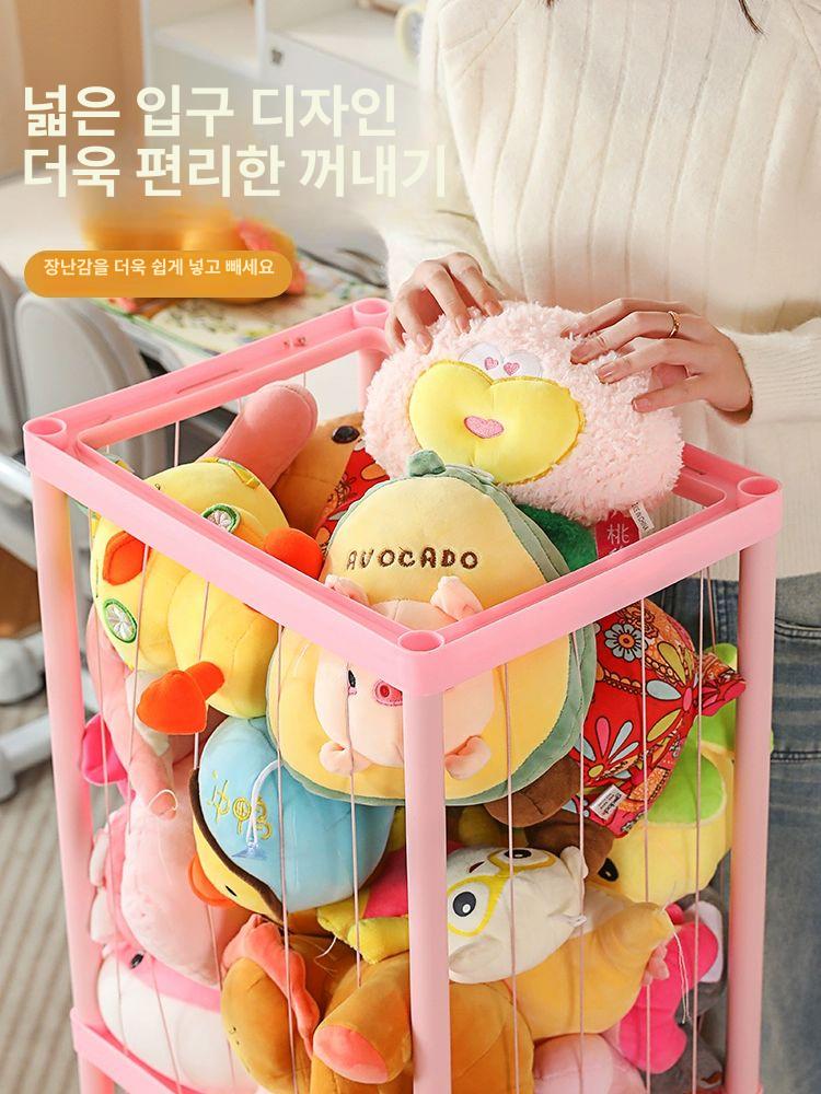인형보관함 봉 형 랙 정리 수납 원목 소품 지 인형 대형 보관함 육아필수템 그물형 박스 - 상세 이미지 4