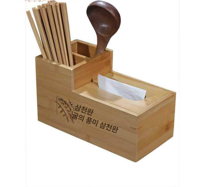식당 나무 수저통 케이스 정리함 젓가락 휴지 사각 업소용 꽂이 수저보관함 - 상세 이미지 3