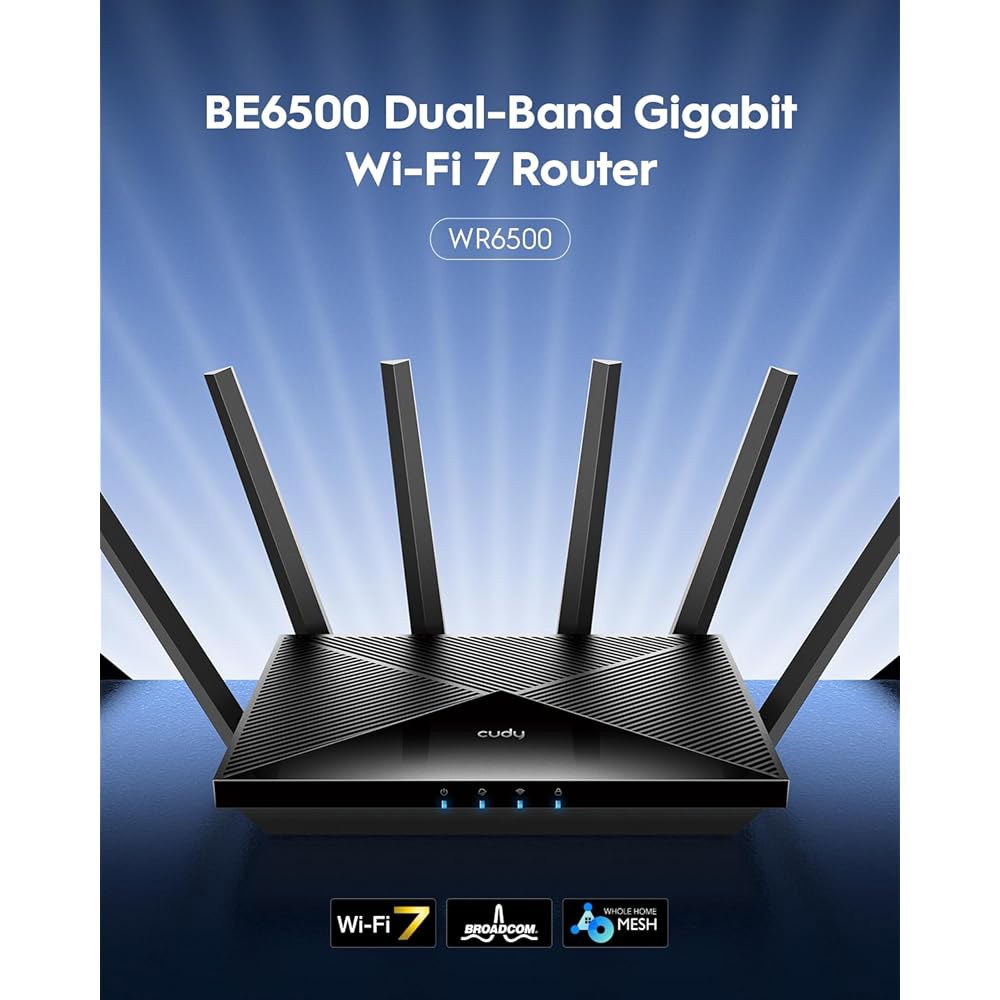 Cudy BE6500 WiFi 7 라우터 듀얼 밴드 기가비트 게이밍 라우터, 6500Mbps, VPN 클라이언트 및 서버, Mesh APP 호환, Broadcom 2GHz 쿼드 - 상세 이미지 2