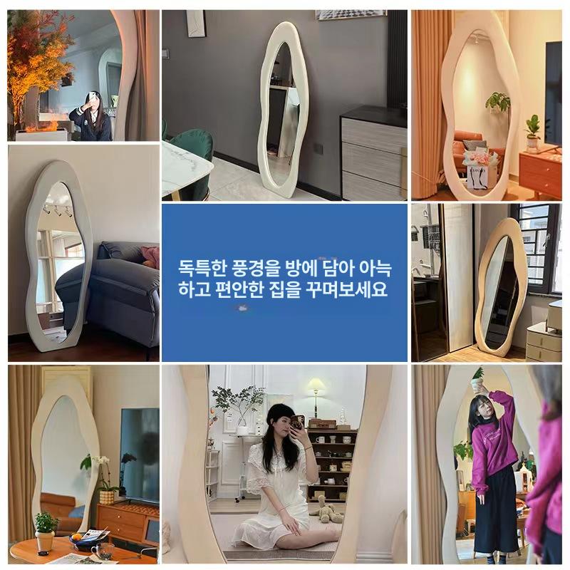 전신거울 이동식 스탠드 드레스룸 대형 스테인리스 프레임 의류점 매장용 거울 - 상세 이미지 5