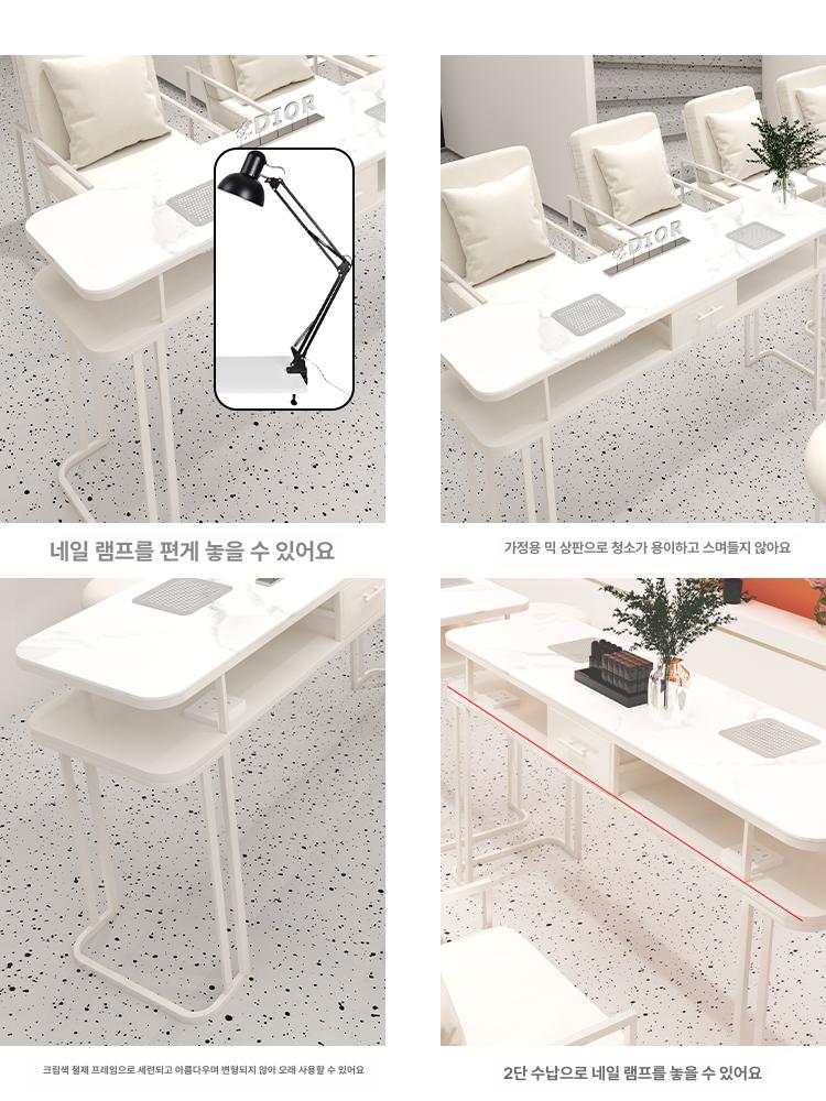 프리미엄 원목 네일 작업 테이블 미용사 전용 손목 받침 흡진기 포함 시술대 - 상세 이미지 4