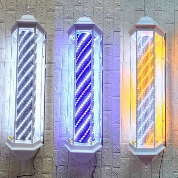 미용실 회전간판 헤어숍 싸인볼 LED 조명등 빛나는 원통형 인테리어 장식 미장원 - 상품 이미지